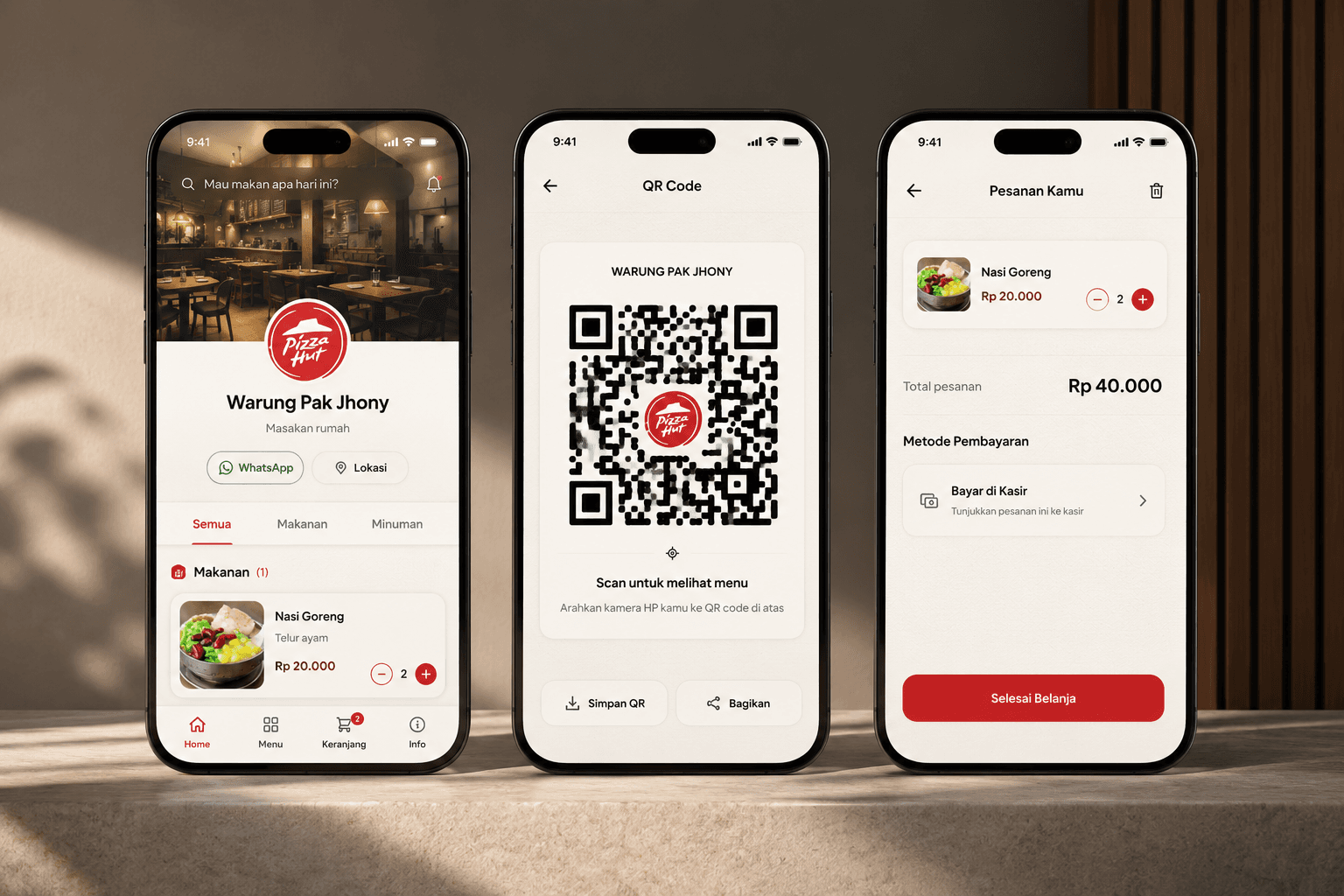 Tampilan menu digital inimenumu di smartphone